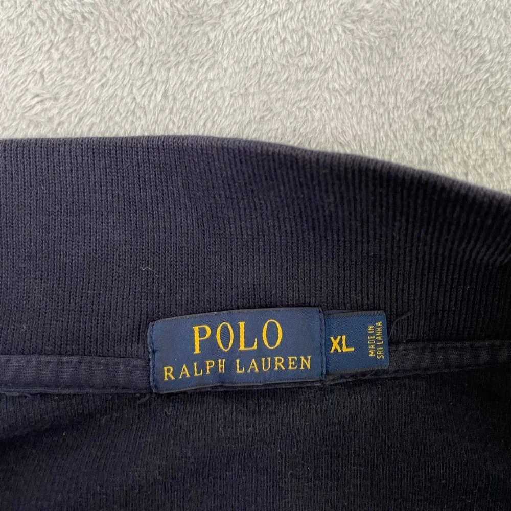 Polo Ralph Lauren Quarter‎ Zip Mens XL Navy Blue Cotton Pullover Sweater Preppy